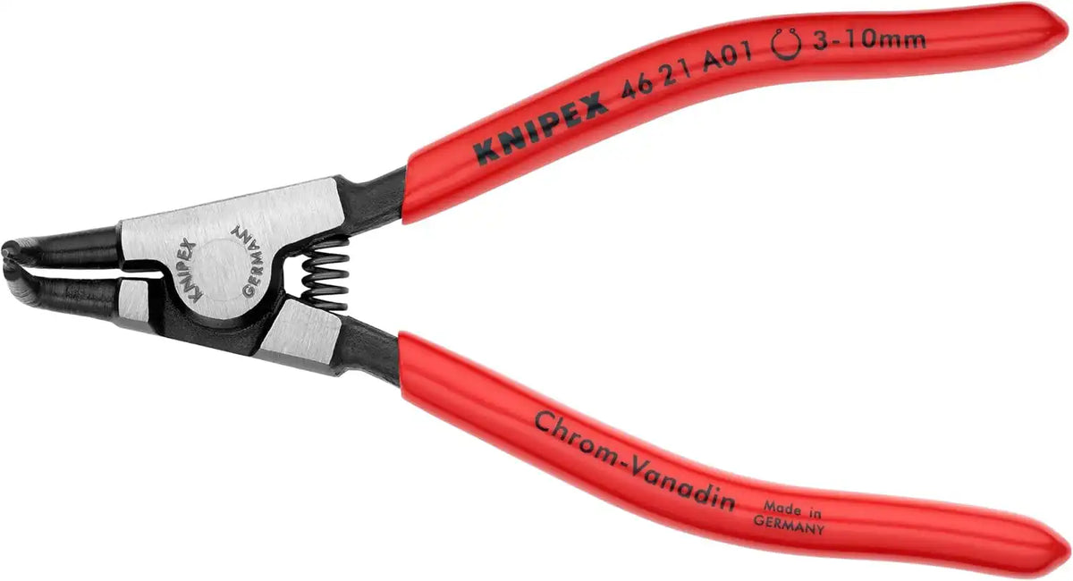 KNIPEX Tools - Circlip Pliers, External, 90 Degree Angled, Forged Tip, 1/8"-25/64" Shaft Dia. (4621A01), 5.00, Black