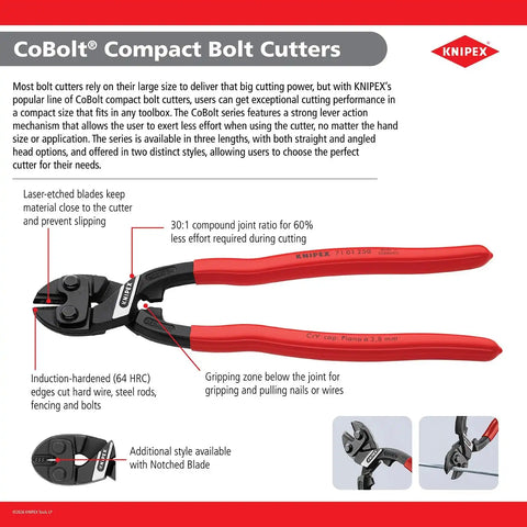 KNIPEX 71 41 200 Angeled High Leverage Cobolt Cutters with Notch