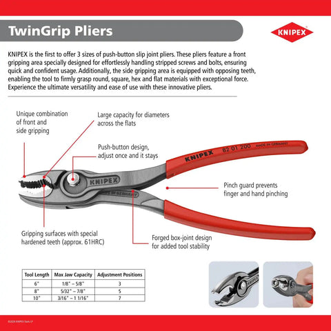 KNIPEX Tools 82 02 150 TwinGrip Pliers, 6"