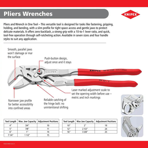 KNIPEX Tools 86 05 250 10-Inch Pliers Wrench with Comfort Grip