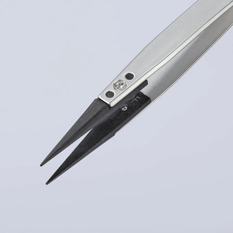 KNIPEX Tools 92 81 05 Premium Stainless Steel Gripping Tweezers-Pointed Tips, 5-1/4"
